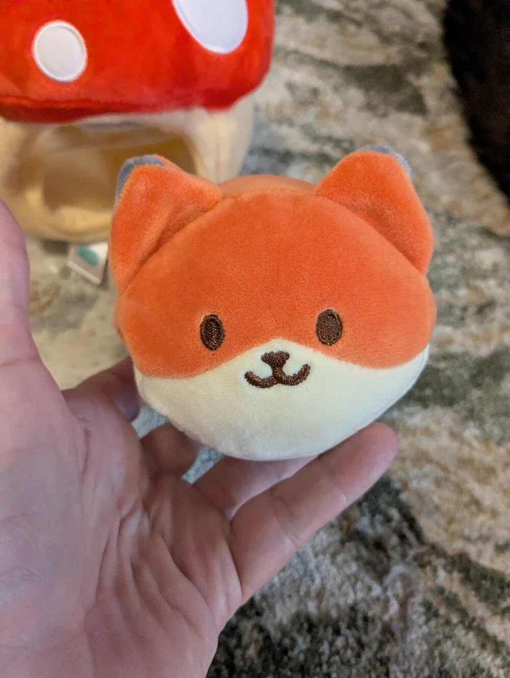 Plush Red Mushroom House & Orange Foxiroll Plush Toy Kids Accessories Set